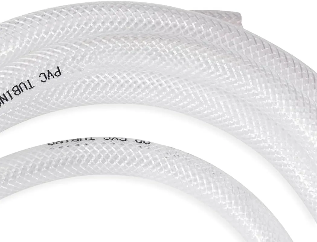 DAVCO 1/2" ID × 100 ft Heavy Duty Braided Clear Plastic Vinyl Tubing, Flexible High Pressure Reinforced PVC Vinyl Tube Hose, Non-toxic, BPA Free