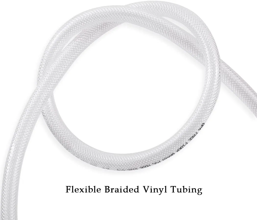 DAVCO 1/2" ID × 100 ft Heavy Duty Braided Clear Plastic Vinyl Tubing, Flexible High Pressure Reinforced PVC Vinyl Tube Hose, Non-toxic, BPA Free