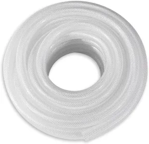 DAVCO 1/2" ID × 100 ft Heavy Duty Braided Clear Plastic Vinyl Tubing, Flexible High Pressure Reinforced PVC Vinyl Tube Hose, Non-toxic, BPA Free