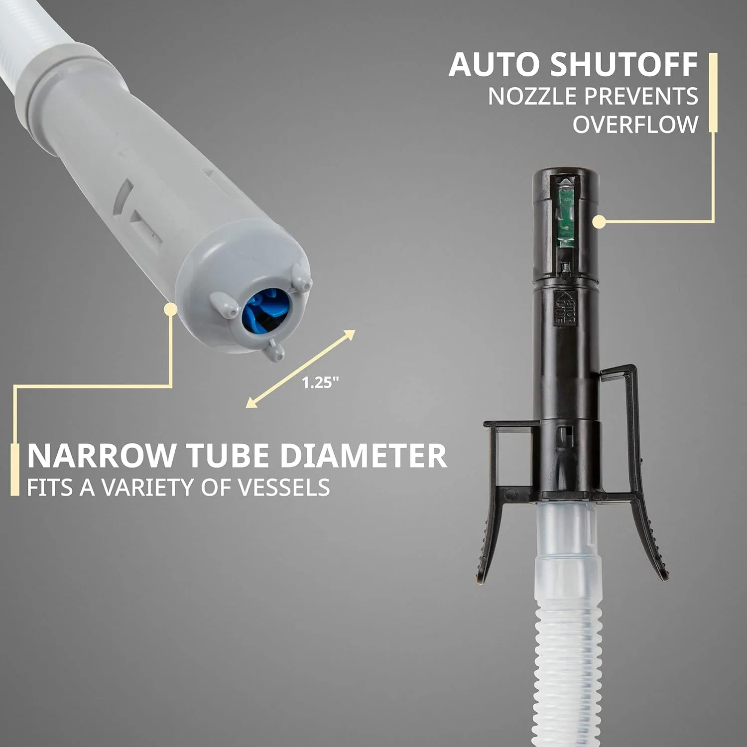 Deway Automatic Fuel Transfer Pump w/Auto-Stop, 2.2 GPM Flow Rate & AA Battery Powered, Advanced Adapter Fits All Size Cans, Extra Long Hose, Portable Liquid Pump for Gasoline, Diesel Fuel & More