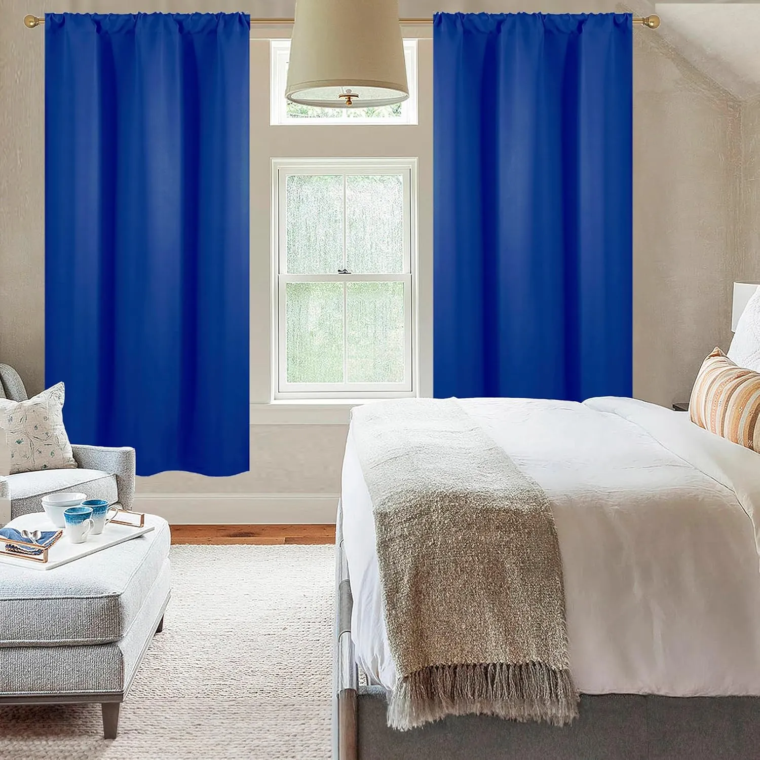 Diraysid Royal Blue Blackout Curtains for Bedroom and Living Room Thermal Insulated Room Darkening Curtains Drapes, 42 x 72, 2 Panels