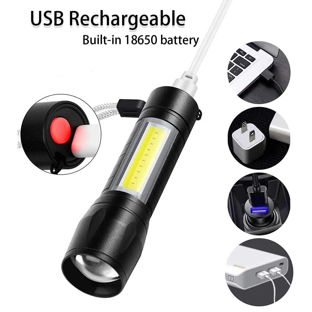 Discounted shipping Mini Pocket Light Modes Torch Flashlight Mini Adjustable USB Light 3 Led Torch Rich collection USB Torch Bright Charging Waterproof Zoom Lights with COB Torch Rechargeable Super