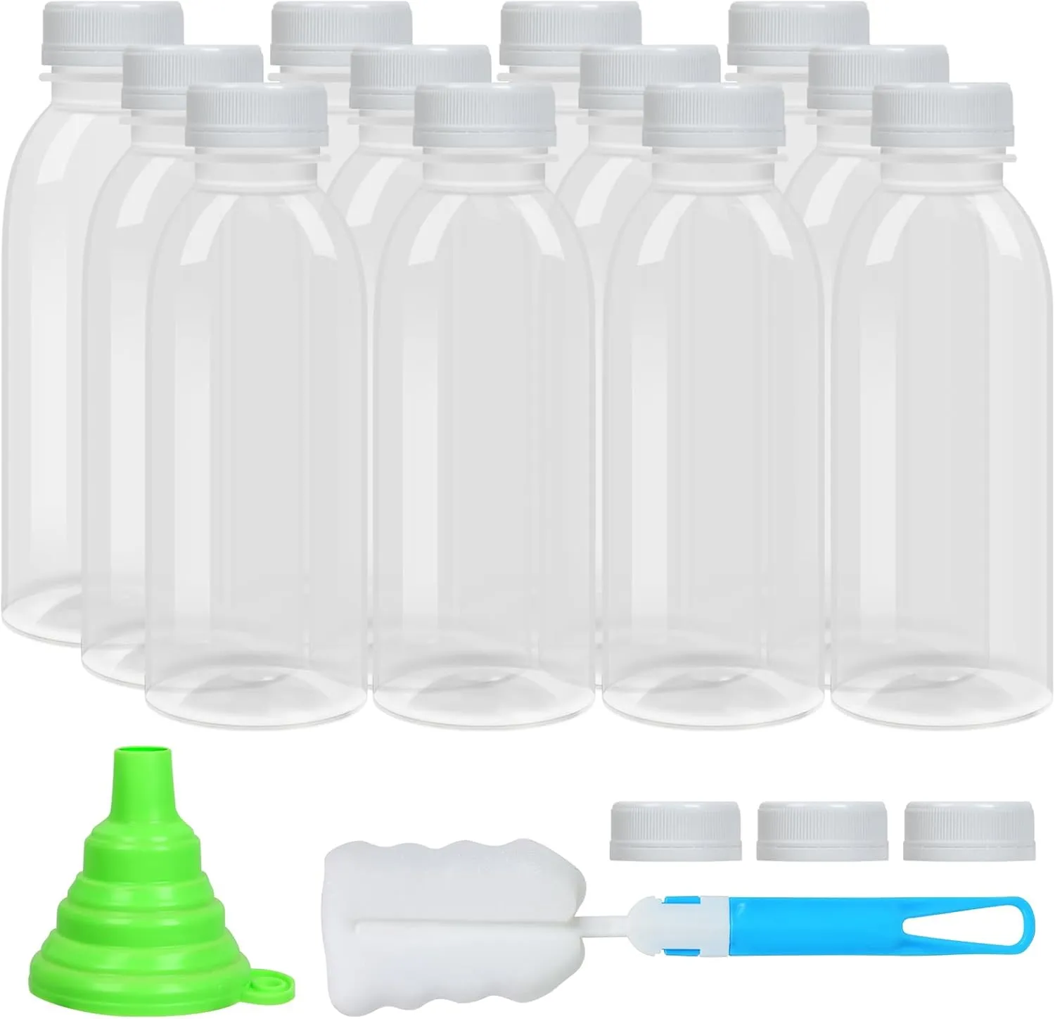 Dishwasher Safe 16oz Plastic Bottles with Caps Reusable BPA Free PP5 Juice Milk Water Smoothie Bottle Heat-Resistant Refillable