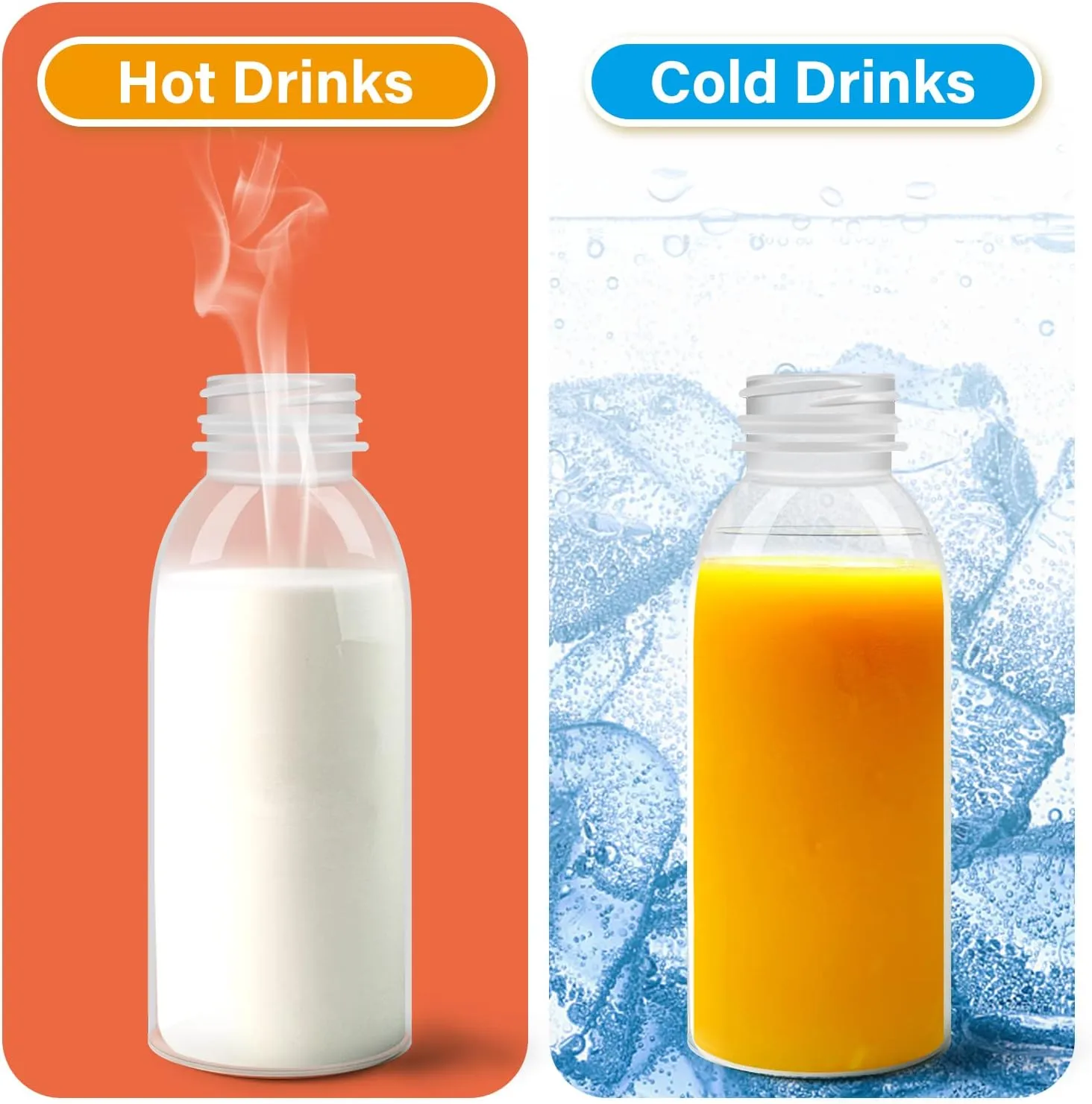 Dishwasher Safe 16oz Plastic Bottles with Caps Reusable BPA Free PP5 Juice Milk Water Smoothie Bottle Heat-Resistant Refillable