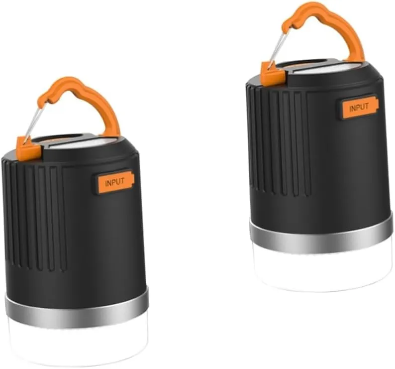 DOITOOL 2pcs Led Camping Lantern with Power Bank and Dimmable Camping Light Rechargeable Lantern for Outdoor Activities Emergency Hiking and Fishing Orange