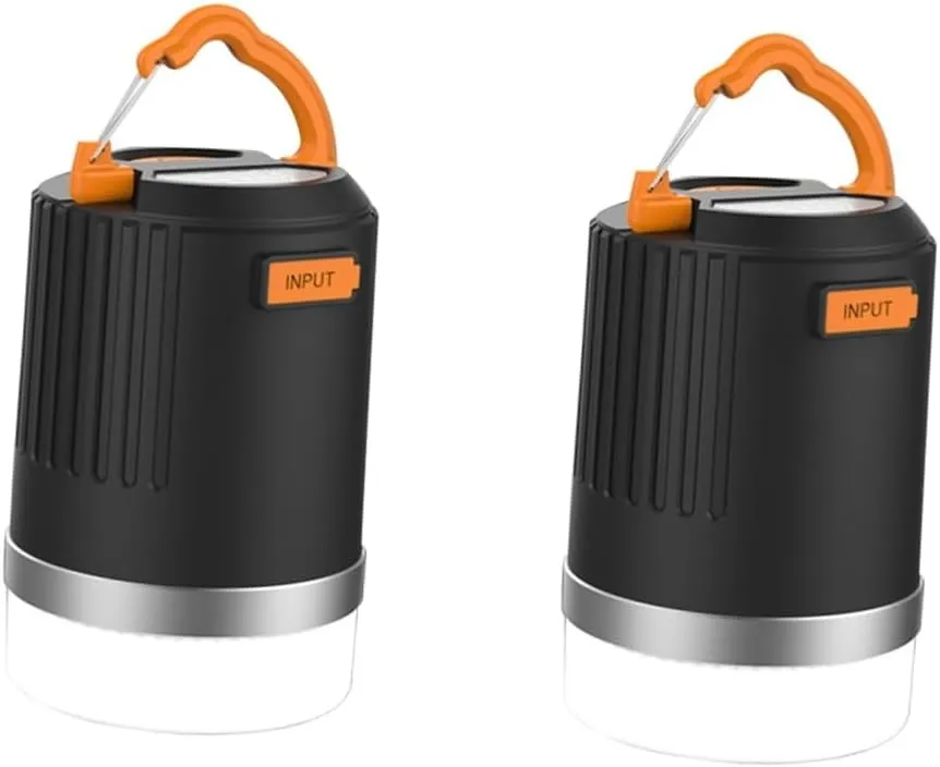 DOITOOL 2pcs Led Camping Lantern with Power Bank and Dimmable Camping Light Rechargeable Lantern for Outdoor Activities Emergency Hiking and Fishing Orange