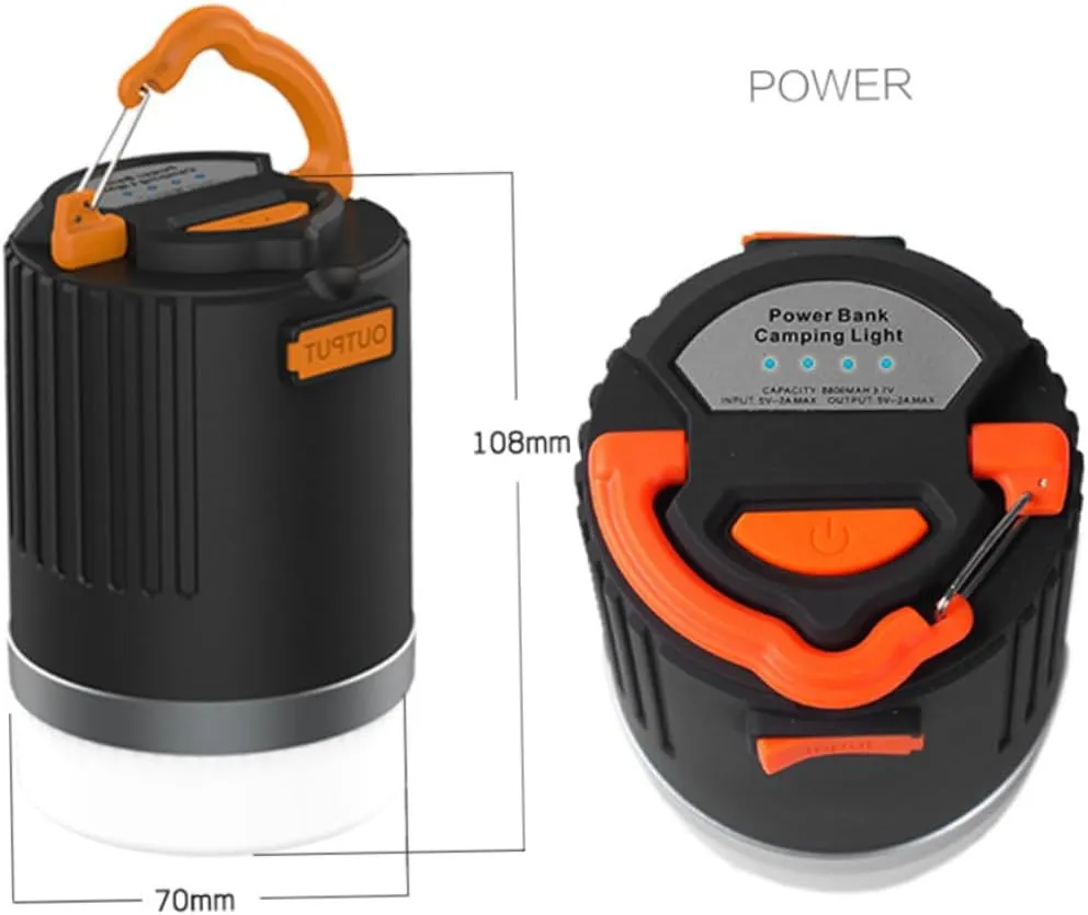 DOITOOL 2pcs Led Camping Lantern with Power Bank and Dimmable Camping Light Rechargeable Lantern for Outdoor Activities Emergency Hiking and Fishing Orange