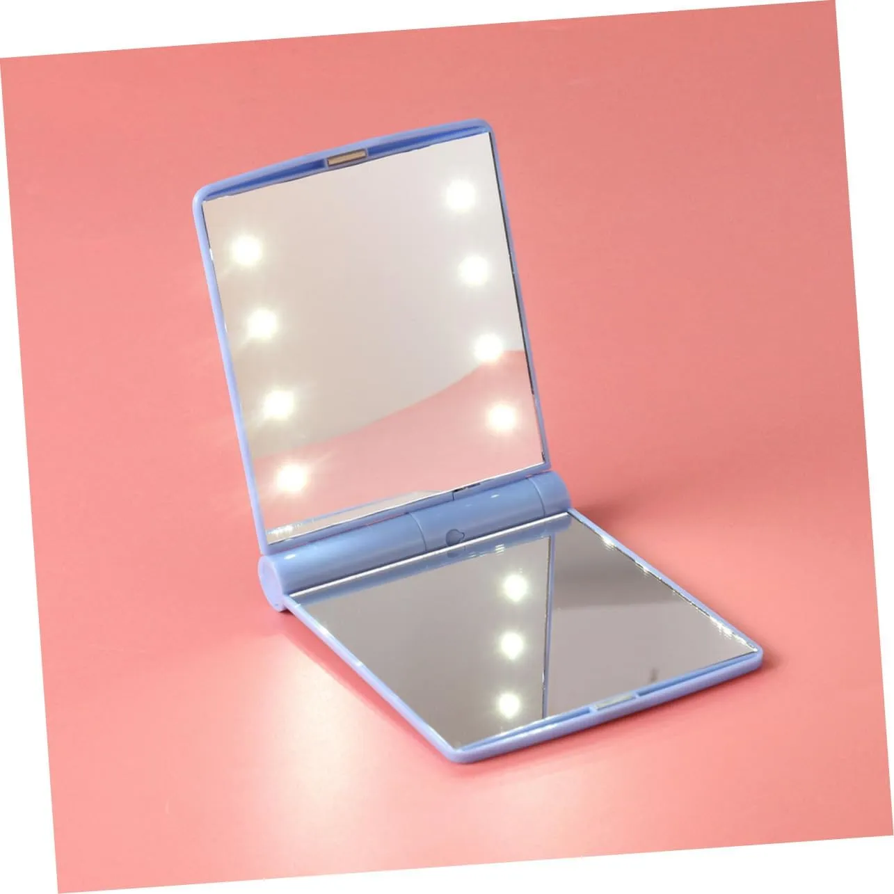 DOITOOL 3pcs Led Mirror Makeup Led Lighted Mirror Makeup 8 Led Lights Portable Compact Blue 330 Degree Rotation Illuminated Vanity Mirror for Travel Cosmetics