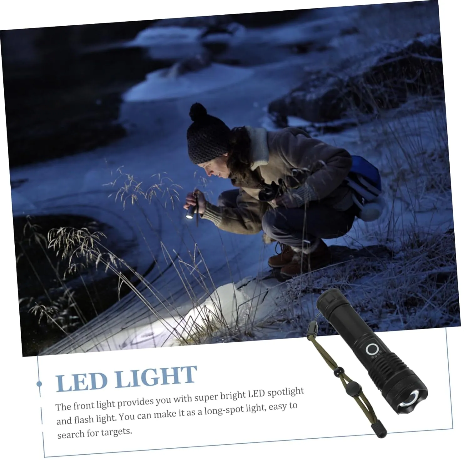 DOITOOL Led Searchlight Rechargeable Camping Lamps Outdoor Flashlight Zoomable Spotlight 1 Pc Rechargeable Led Light