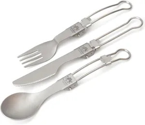 doorslay Folding Camping Utensils Camping Fork Titanium Camping Knife Titanium Camping Spoon Camping Utensil Set