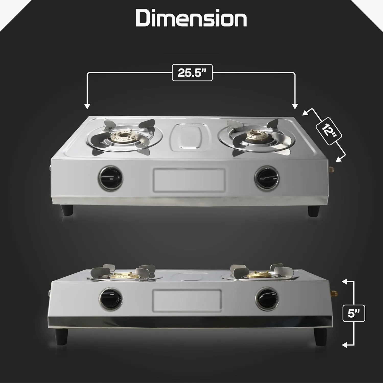Double Burner Stove - Stainless Steel Propane Portable Cooktop - Propane Range 2 Burner Cooktop - Propane Burner Indian Style Gas Stove For Cooking Outdoor on 2 Burner Gas Stove Camp Stove…