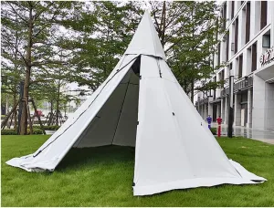 Double Door Canvas Tent, 4 Season Family Camping Tent 2-4 Person Rainproof Outdoor Luxury Camping Bell Tent with, Easy Set-Up