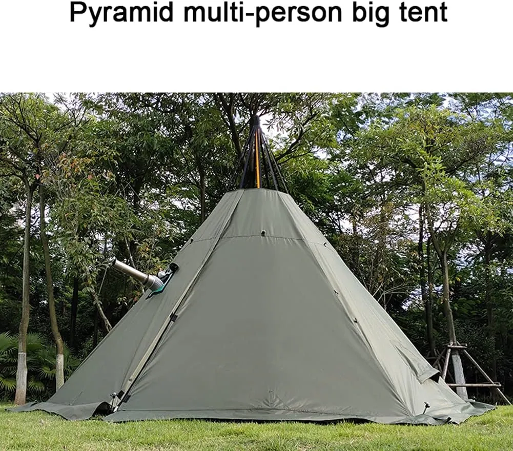 Double Door Canvas Tent, 4 Season Family Camping Tent 2-4 Person Rainproof Outdoor Luxury Camping Bell Tent with, Easy Set-Up