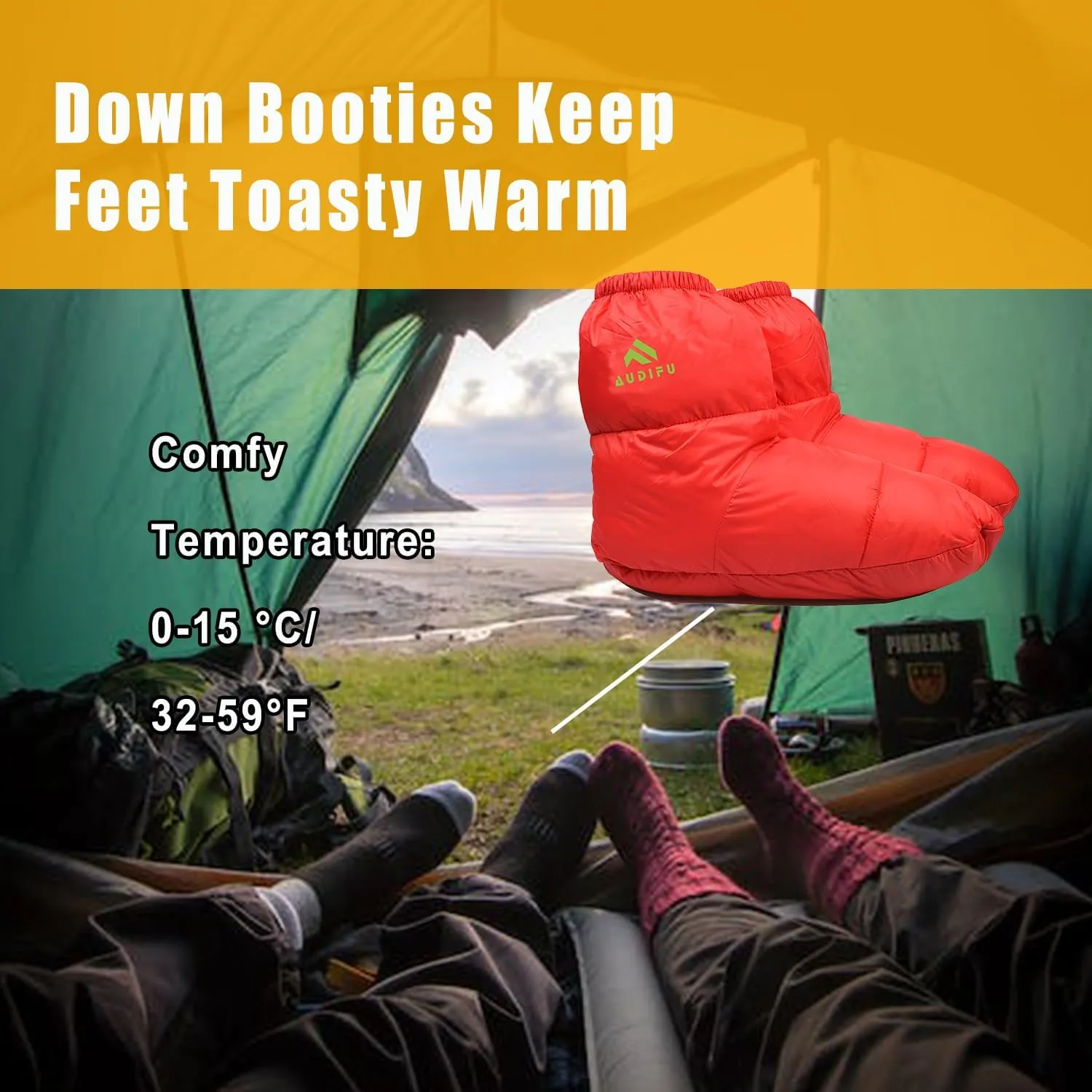 Down Booties Warm Socks Ultralight Sleeping Sock for Camping, Backpacking - Camp Sleeping Bag Tent Down Foot Warmer for Men & Women