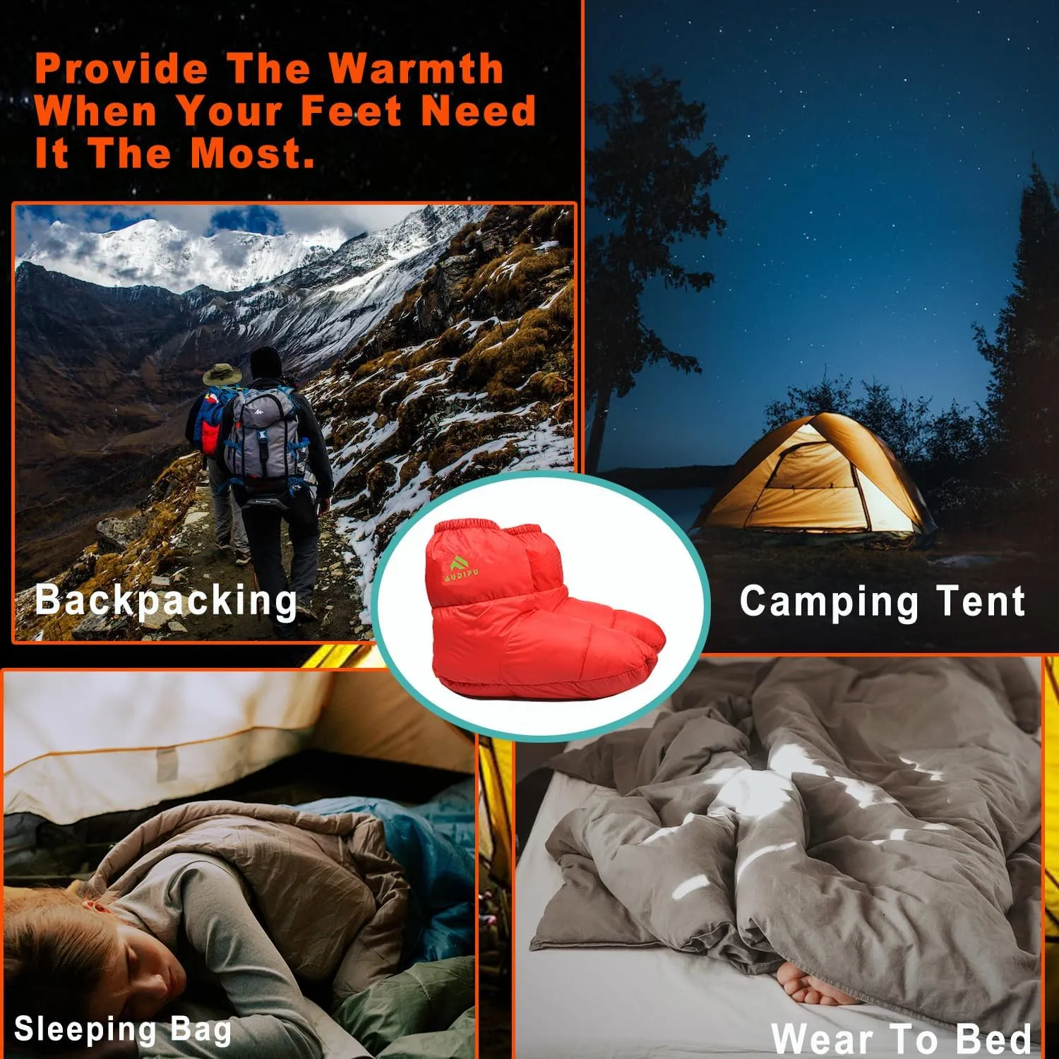 Down Booties Warm Socks Ultralight Sleeping Sock for Camping, Backpacking - Camp Sleeping Bag Tent Down Foot Warmer for Men & Women