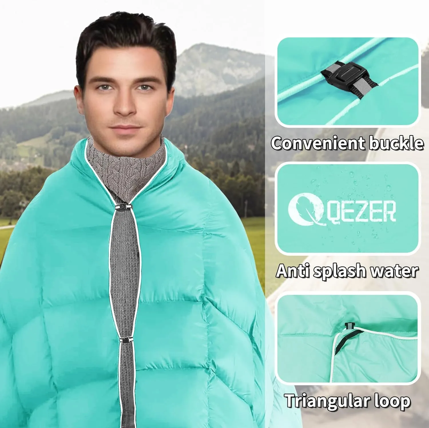 Down Camping Blanket Packable,600 Fill Power，Multi-Purpose Warm Camping Quilt for Outdoor Camping, Backpacking, and Hiking, 73x53 inches.