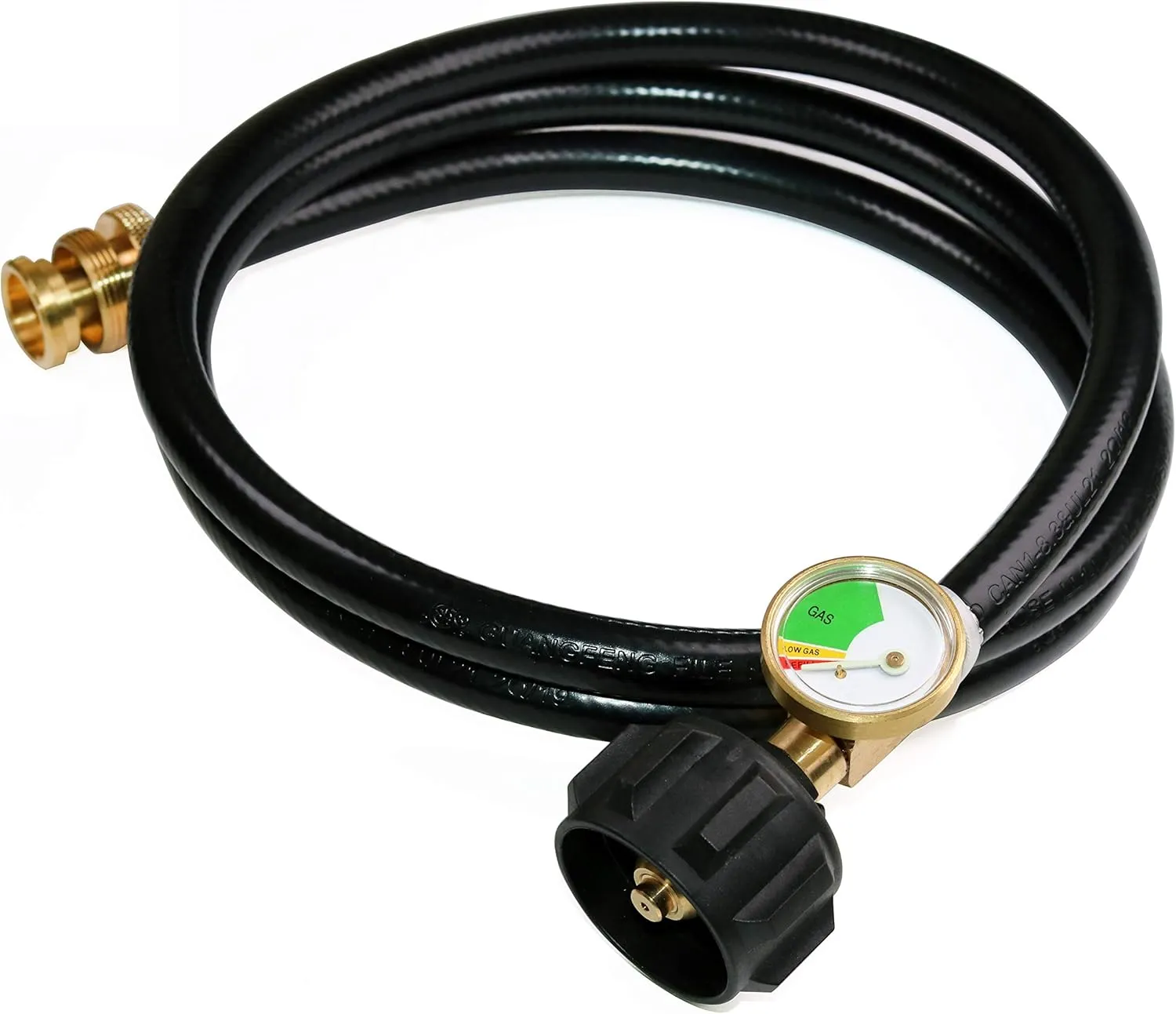 DOZYANT 5 FT Propane Hose Adapter with Propane Tank Gauge for Weber Q1200, 1000 Propane Grill, 1 lb to 20 lb Propane Converter Hose for Propane Stove, Tabletop Grill and More 1lb Portable Appliance
