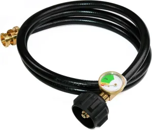 DOZYANT 5 FT Propane Hose Adapter with Propane Tank Gauge for Weber Q1200, 1000 Propane Grill, 1 lb to 20 lb Propane Converter Hose for Propane Stove, Tabletop Grill and More 1lb Portable Appliance