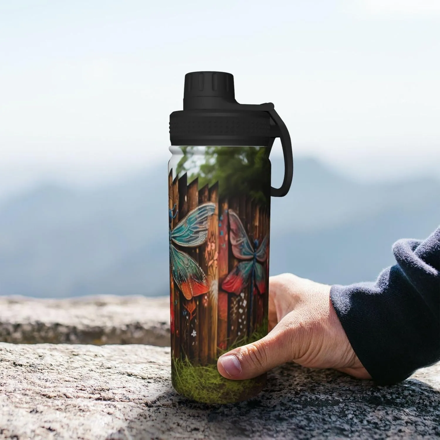 Dragonfly Fence 18oz Sports Insulated Bottle For Outdoor Activities,Your Ideal Companion Staying Hydrated