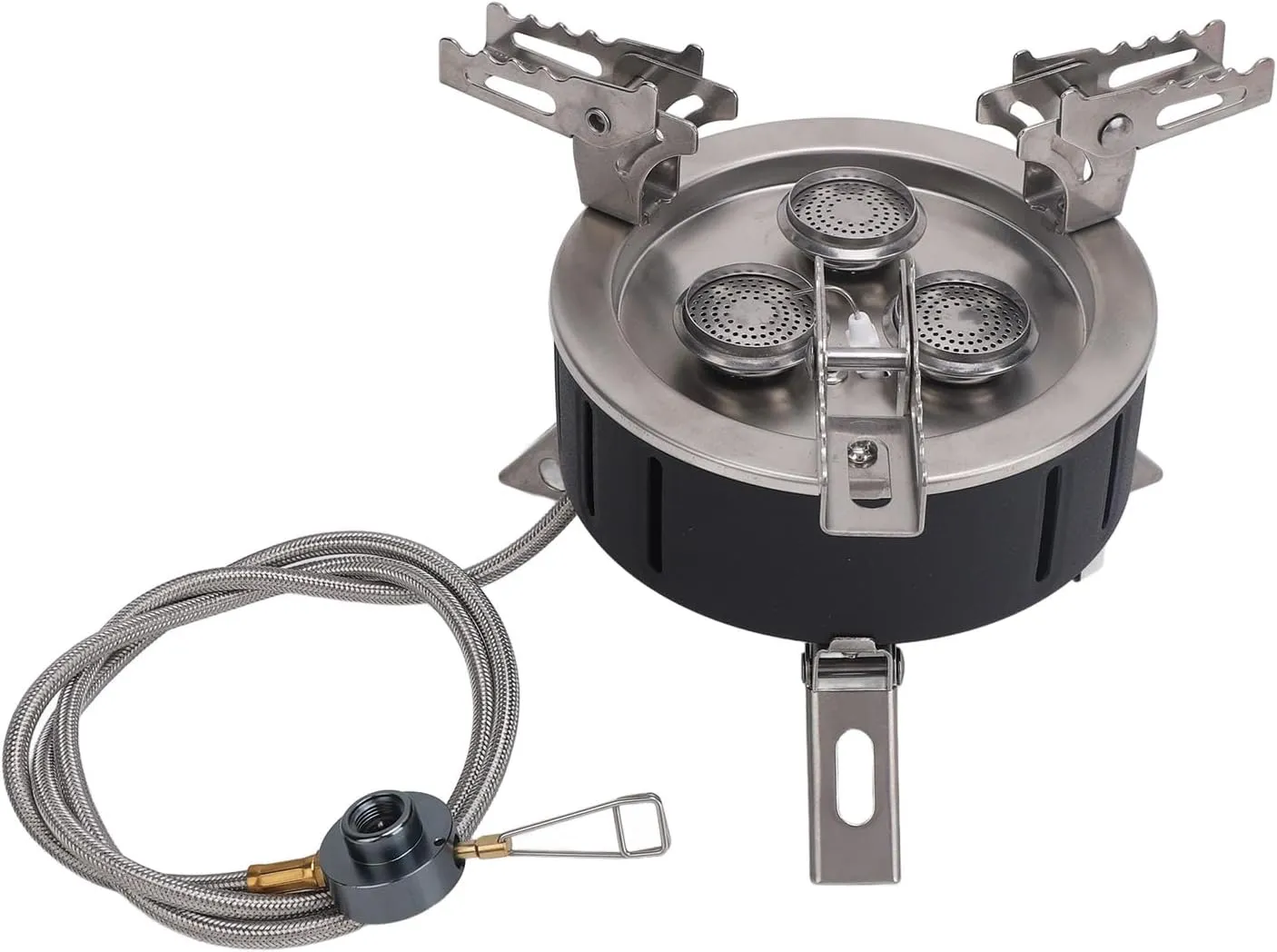 Drfeify Camping Gas Stove, 7800W Stainless Steel Foldable with Electronic Ignition Windproof Gas Stove with Stepless Fire Power Control