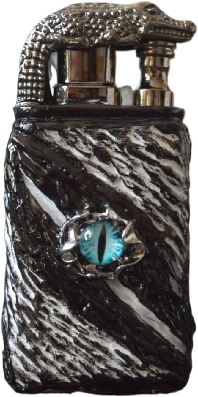 Dual Flame Convenient Metal Refillable Lighter, Retro Embossed Design, Adjustable Flame, Refillable Butane Gas Lighter, Gift for Men (Fuel Not Included)(Black1)