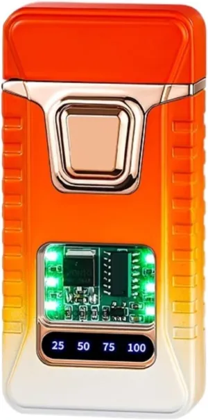 Dual Flame Smart Metal Lighter, Classic Flip Cover Windproof Jet Flame, Retro Mech, Adjustable Flame Refillable Gas Portable Lighters, Gift for Men (Fuel Not Included)(Orange)