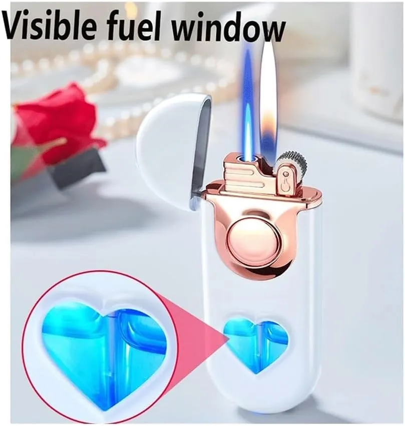 Dual Flame Switchable Torch Lighter, Butane Refillable Adjustable Lighter, Metal Portable Windproof Lighter, Suitable for Birthday, (Butane Gas Not Included)(Ice Color)