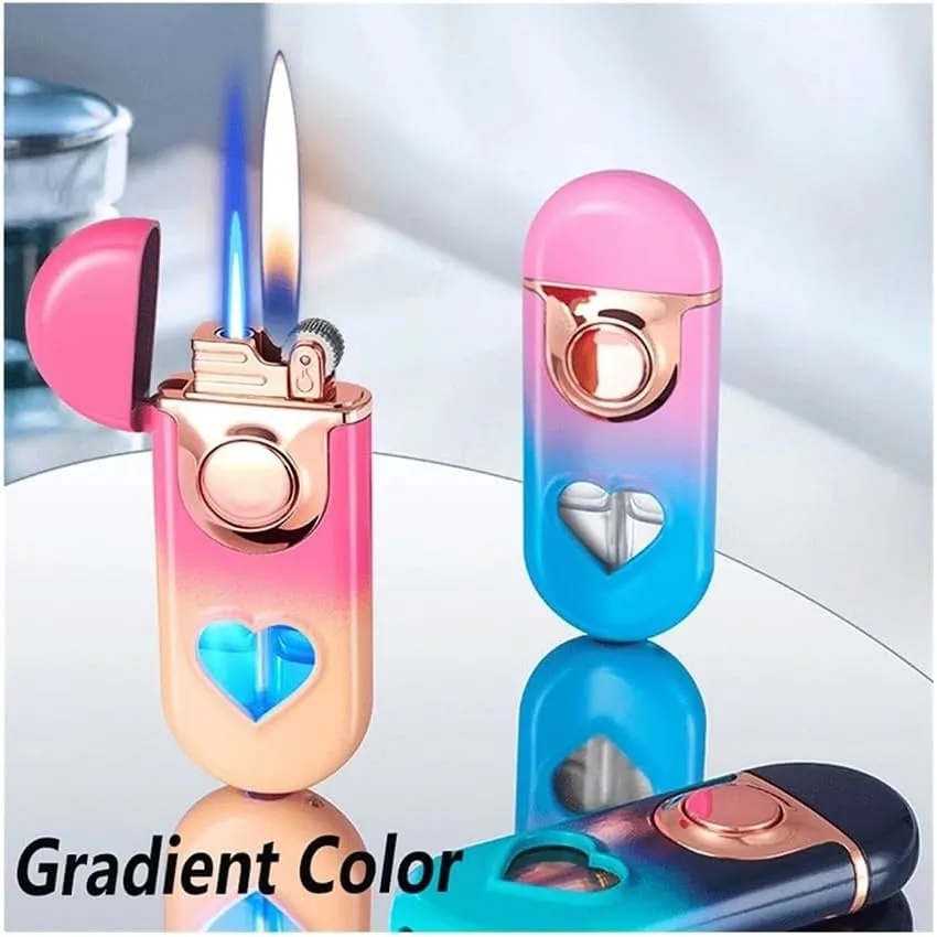 Dual Flame Switchable Torch Lighter, Butane Refillable Adjustable Lighter, Metal Portable Windproof Lighter, Suitable for Birthday, (Butane Gas Not Included)(Ice Color)