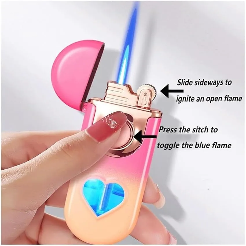Dual Flame Switchable Torch Lighter, Butane Refillable Adjustable Lighter, Metal Portable Windproof Lighter, Suitable for Birthday, (Butane Gas Not Included)(Ice Color)