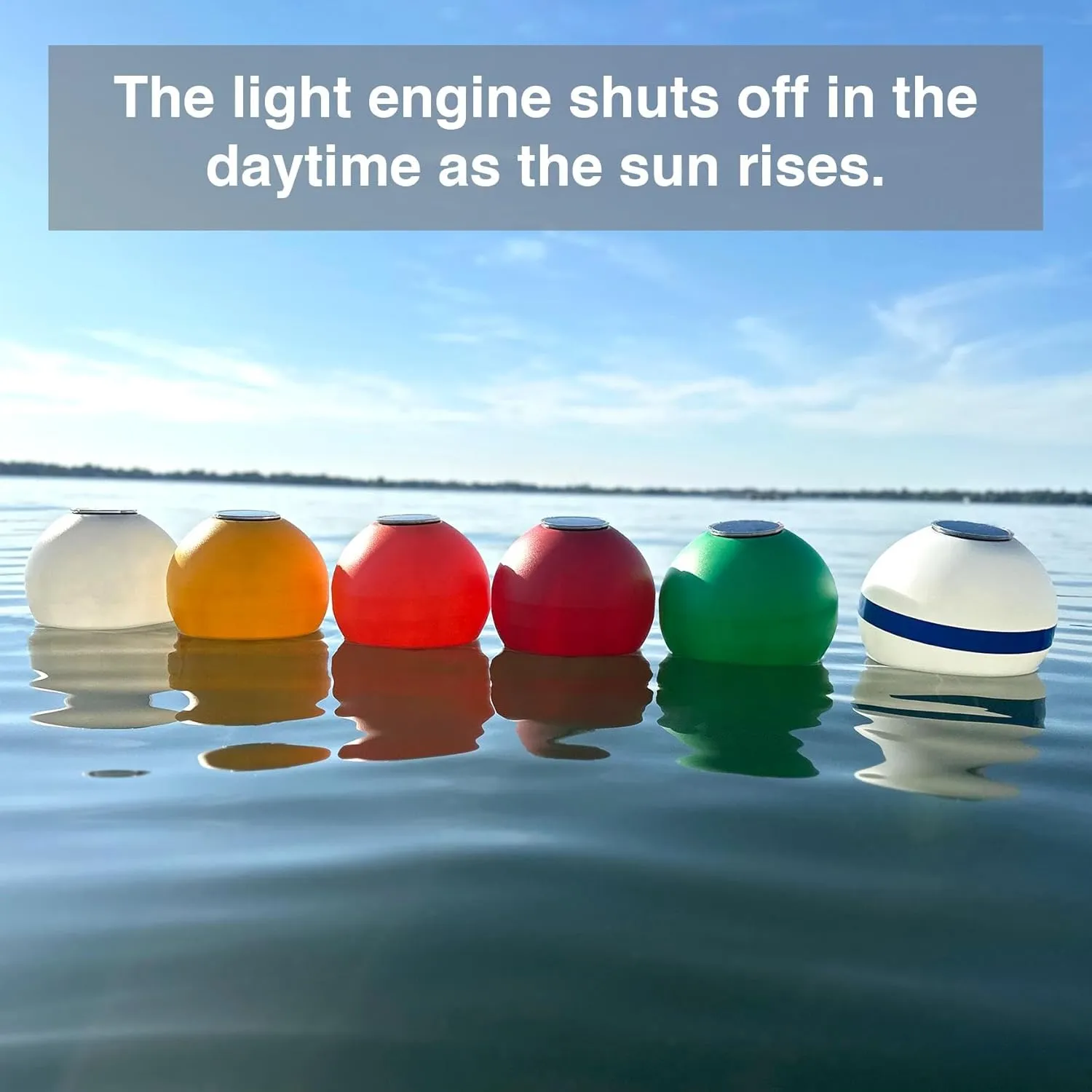 Dunn-Rite Solar Powered Self-Illuminating LED Marker Buoy with Light Engine, 14" Diameter, Choose from Six Colors