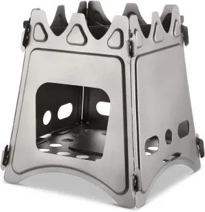 Durable Camping Stove Camping Wood Stove Portable Folding Wood Burning Backpacking Stove Outdoor Camping Stove (Color : Silver, Size : One size) (Color : Silver, Size : One Size) (Silver One Size)