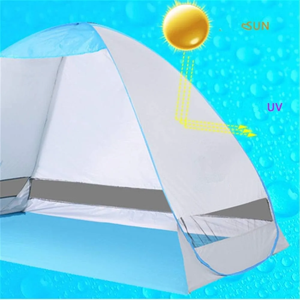 Easy to Assemble Family Tent Dome Tent Small and Portable 2-3 Person Automatic Pop Up Waterproof Beach Tent Outdoor Sun Shelter Cabana Outdoor Tent (Dark Blue)