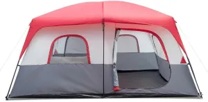 Easy Up Portable 14 Persons Pop Up Beach Camping BBQ Tent 2 Rooms Red