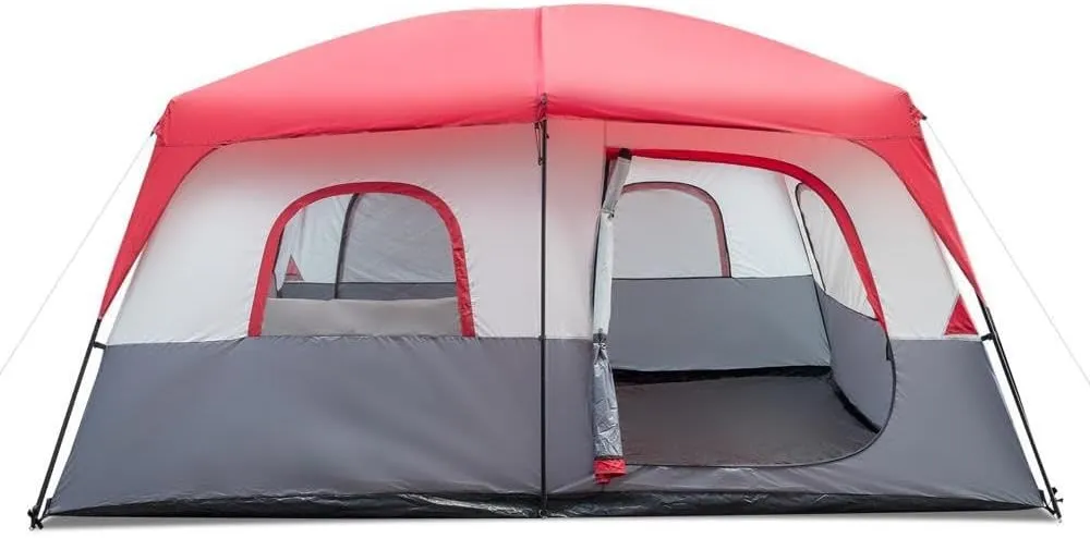 Easy Up Portable 14 Persons Pop Up Beach Camping BBQ Tent 2 Rooms Red