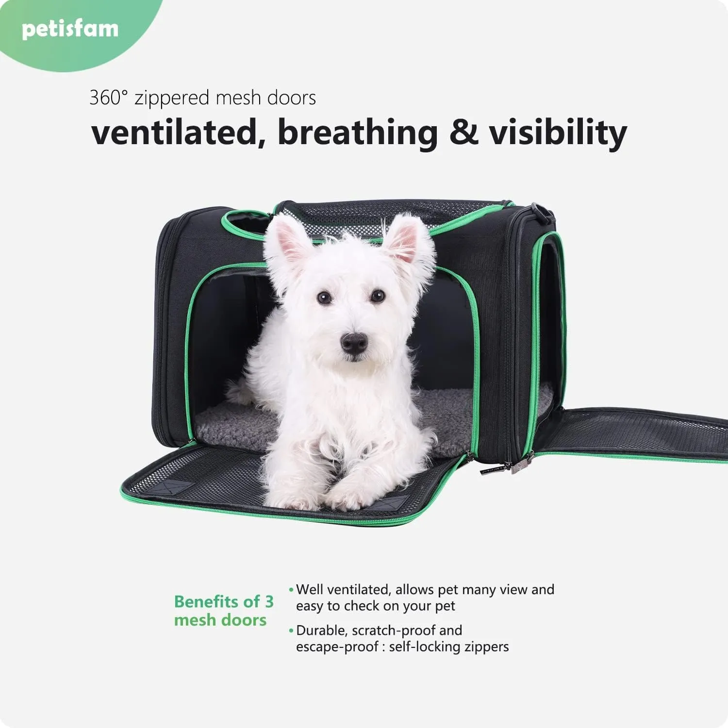 Easy Vet Visit Pet Carrier for Medium Cats and Small Dogs. Safe, Comfortable and Convenient. Airline Approved, Top Loading and Collapsible (Black)