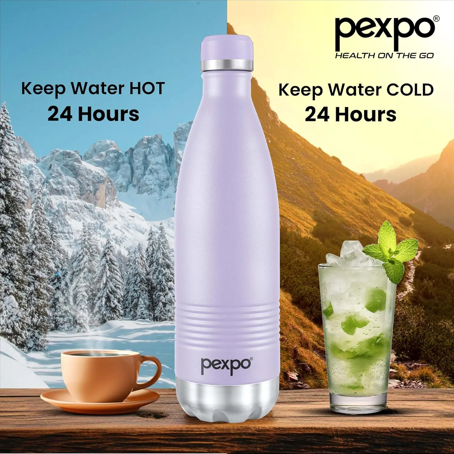 Echo DLX Hot & Cold ISI Certified Flask | 1000ml | 33 oz Stainless Steel Water Bottle Orchid Purple| Office Bottle | Workout | Travelling | Home