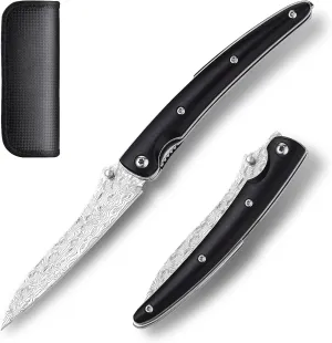 edc pocket knife foldable knife folding hunting pocket knife folding mens,3.93" Handmade Forged VG10 Damascus Steel Blade,Beef Bone Handles Sharp Camping