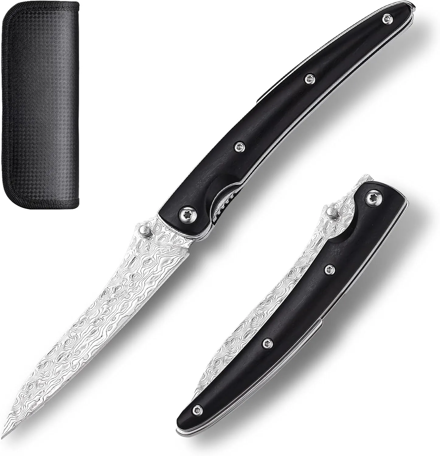 edc pocket knife foldable knife folding hunting pocket knife folding mens,3.93" Handmade Forged VG10 Damascus Steel Blade,Beef Bone Handles Sharp Camping