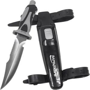 Edge Series Dive Knife - Scuba Diving Knife with Knife Holster, Sheath and Leg Strap - Scuba Knife, Saltwater Knife, Spearfishing Knife (Stainless Steel, Large)