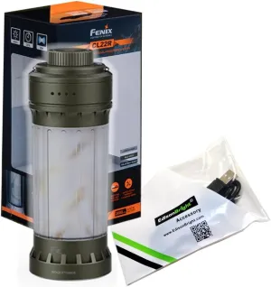 EdisonBright Fenix CL22R 500 Lumen USB-C Rechargeable White/red/Multicolor Output Camping Lantern/Work Light Rechargeable Battery, with EBR Charging Cable (Wild Green)