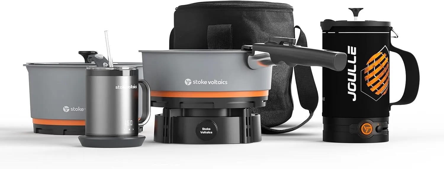 Electric Camping Cookware Combo, included Joulle Kettle Pot & Nomad Cooking System with Bag & Smart Mug, Outdoor Cooking Gear for RV, EV, Overland, Vanlife, Car Camping