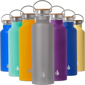 Elemental Classic Stainless Steel Water Bottle - 25oz Leak Proof Double Wall Insulated Water Bottle for Travel, Gym, Sports and Hydration - Thermos Water Bottles with Bamboo Lid - Graphite