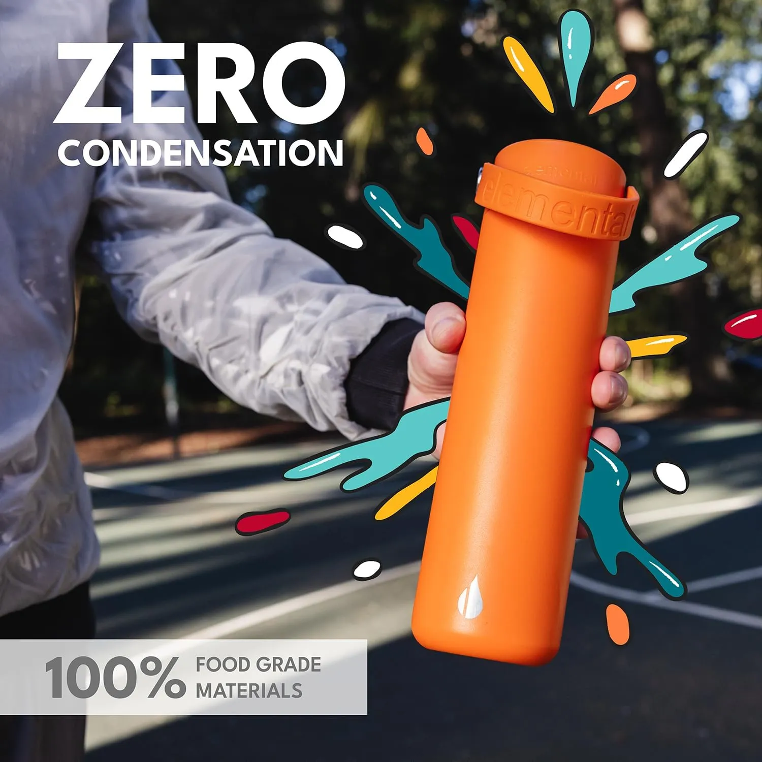Elemental Stainless Steel Water Bottle with Straw - Leak Proof Double Wall Insulated Water Bottles for Travel, Sports and Gym - BPA Free Sport Thermos with Flip-up Straws - 24oz, Orange