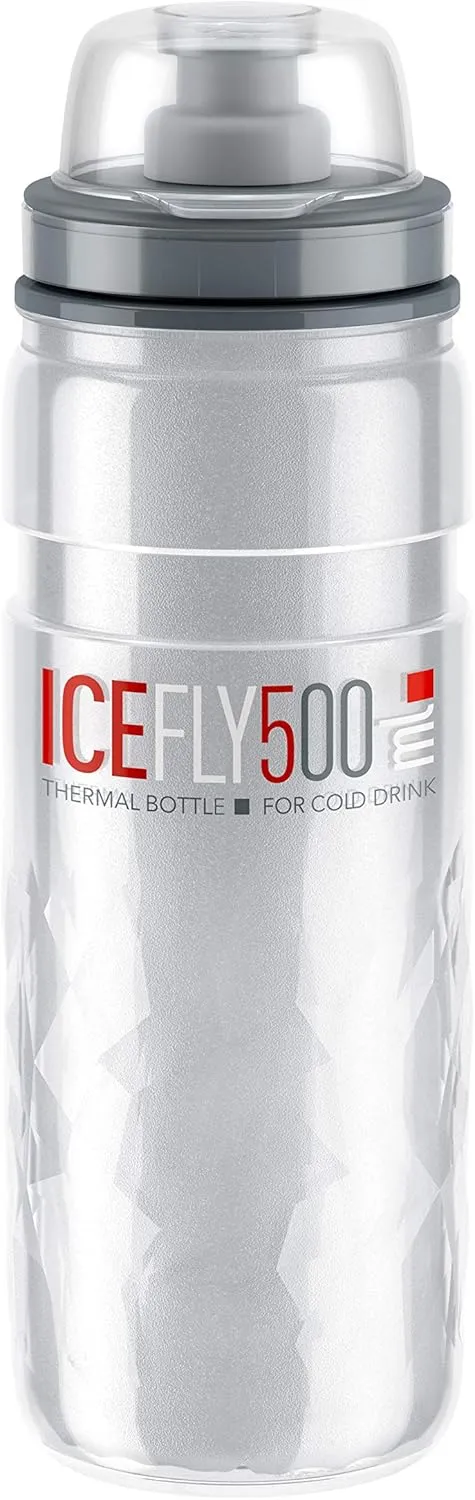 Elite IceFly 500ml Bottle (Clear) – Insulated Cycling Water Bottle for Road and MTB