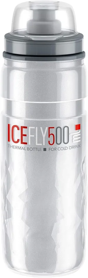 Elite IceFly 500ml Bottle (Clear) – Insulated Cycling Water Bottle for Road and MTB