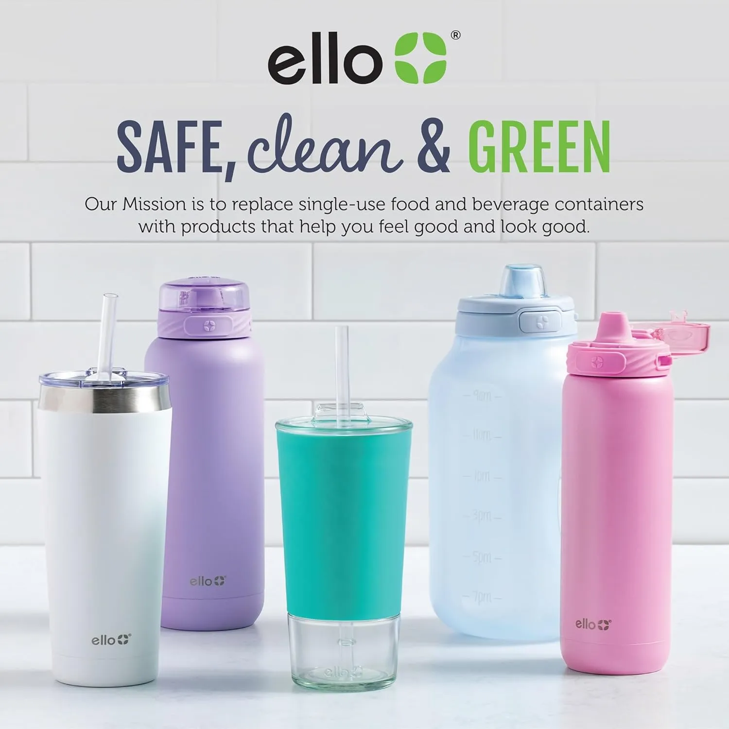 Ello Cooper Twist 32oz Stainless Steel Water Bottle with Chug Lid | Leak Proof | Double Walled and Vacuum Insulated | Built in Carry Loop | Dishwasher Safe | Yucca