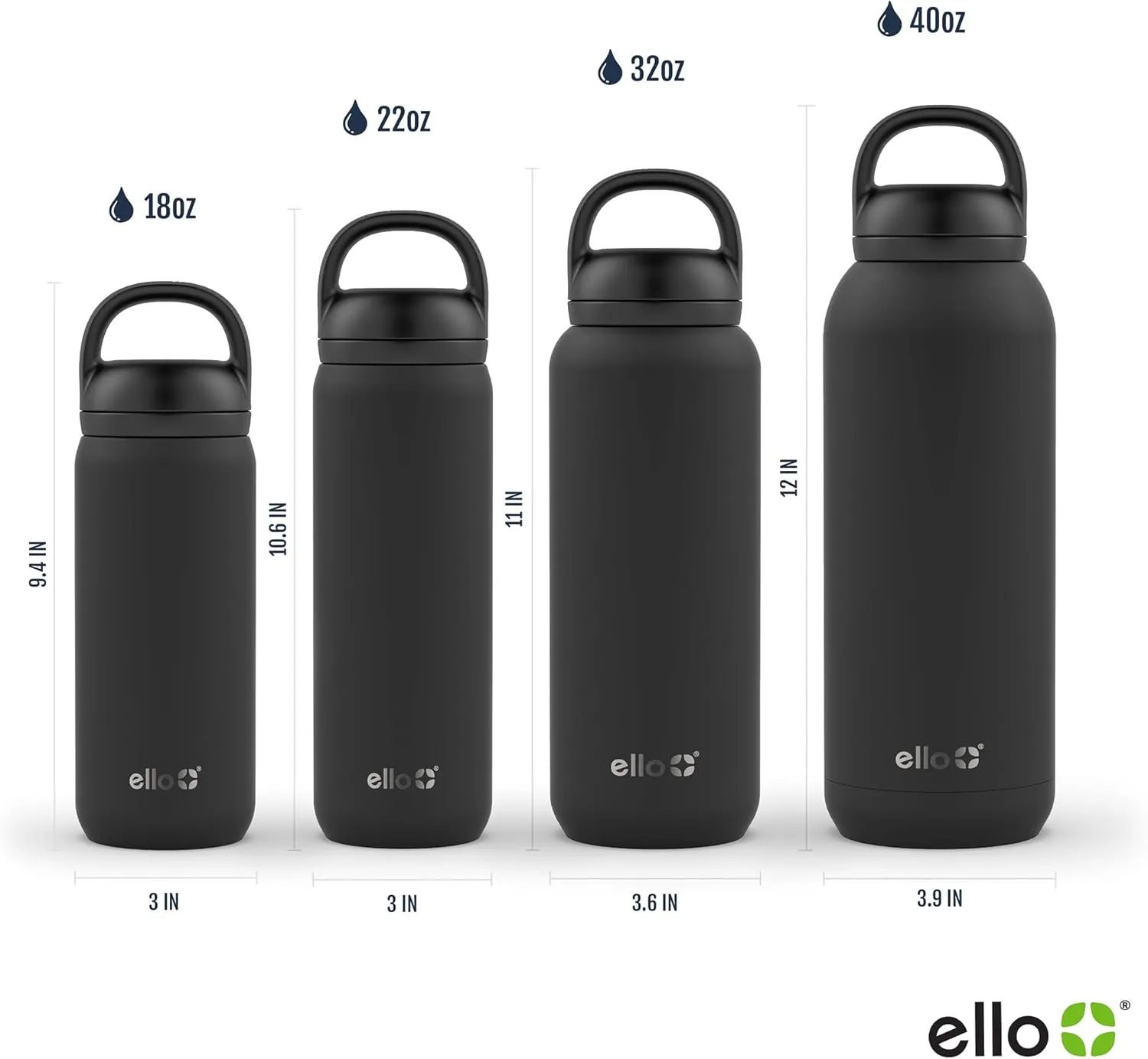 Ello Cooper Twist 32oz Stainless Steel Water Bottle with Chug Lid | Leak Proof | Double Walled and Vacuum Insulated | Built in Carry Loop | Dishwasher Safe | Yucca