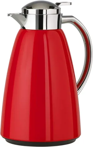 Emsa Campo Stainless Steel Thermal Carafe with Glass Liner, 34 oz, Red