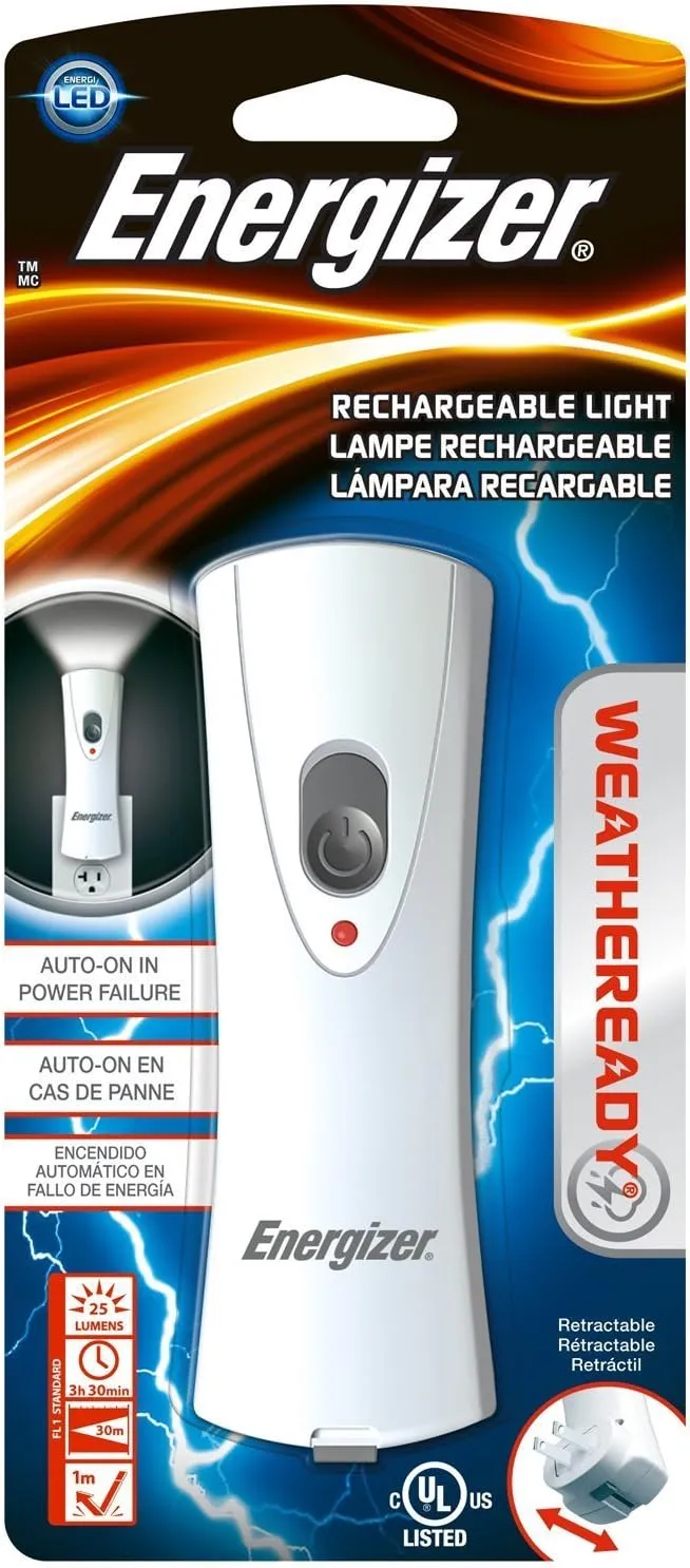 Energizer RCL1NM2WR Weatherready Compact Rechargeable Led Light, White - 2 Pack