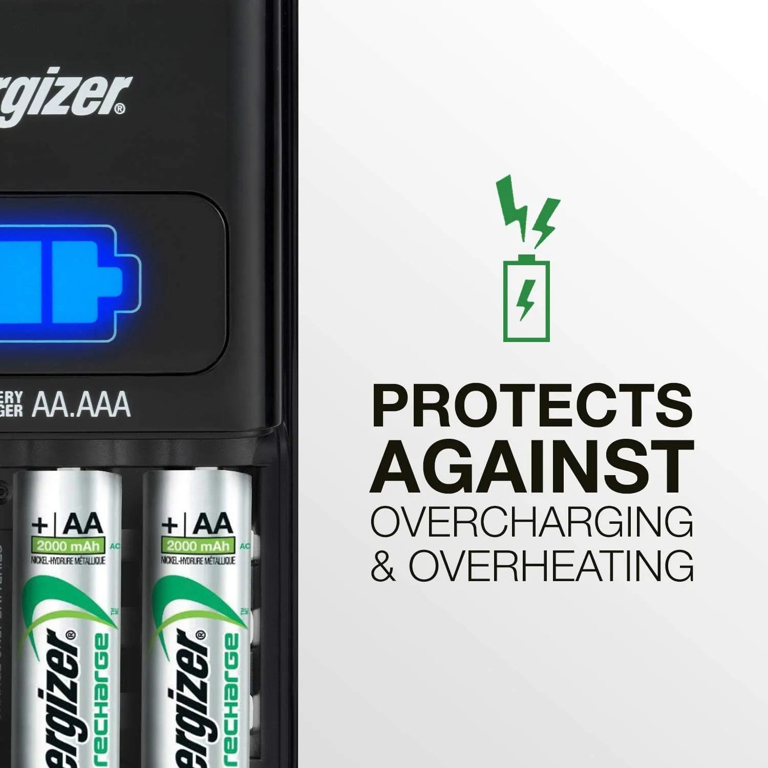 Energizer Recharge 1-Hour Charger for NiMH Rechargeable AA and AAA Batteries